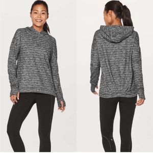 Lululemon Extra Mile Hoodie Running Luon Ringspun Denim Black White Pullover